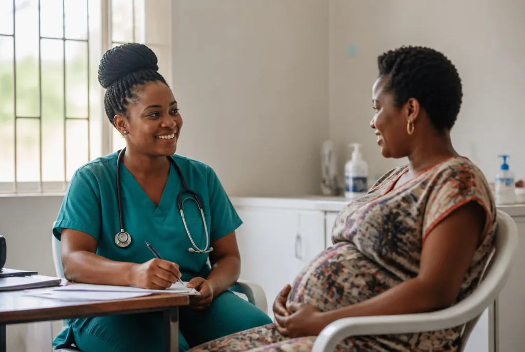 A nurse with a patient at Iyare Clinic